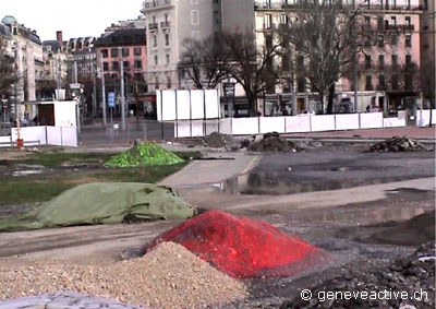 intervention sur le chantier de la plaine de Plainpalais