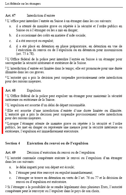 loi fédérale sur les étrangers